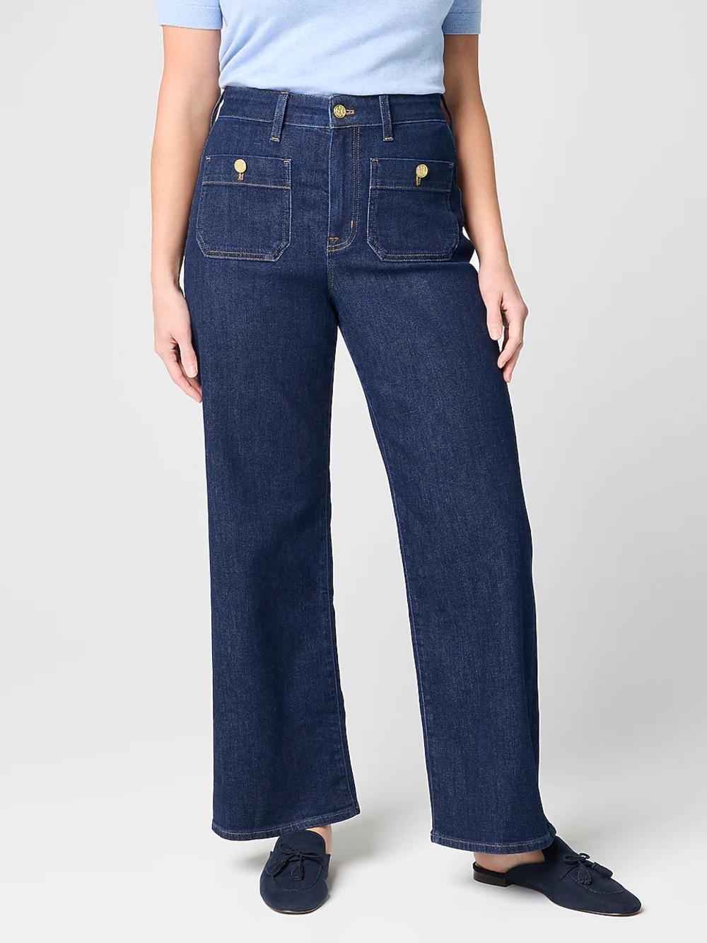 J.Crew Premium Edition Full-Length Sailor Wide-Leg Jeans Dark Wash Size 27 - Picture 1 of 13